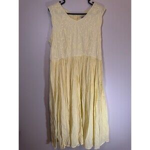 FADS Yellow Knee Length Vintage Dress Embroidery Top Size XL *MAKE OFFERS*